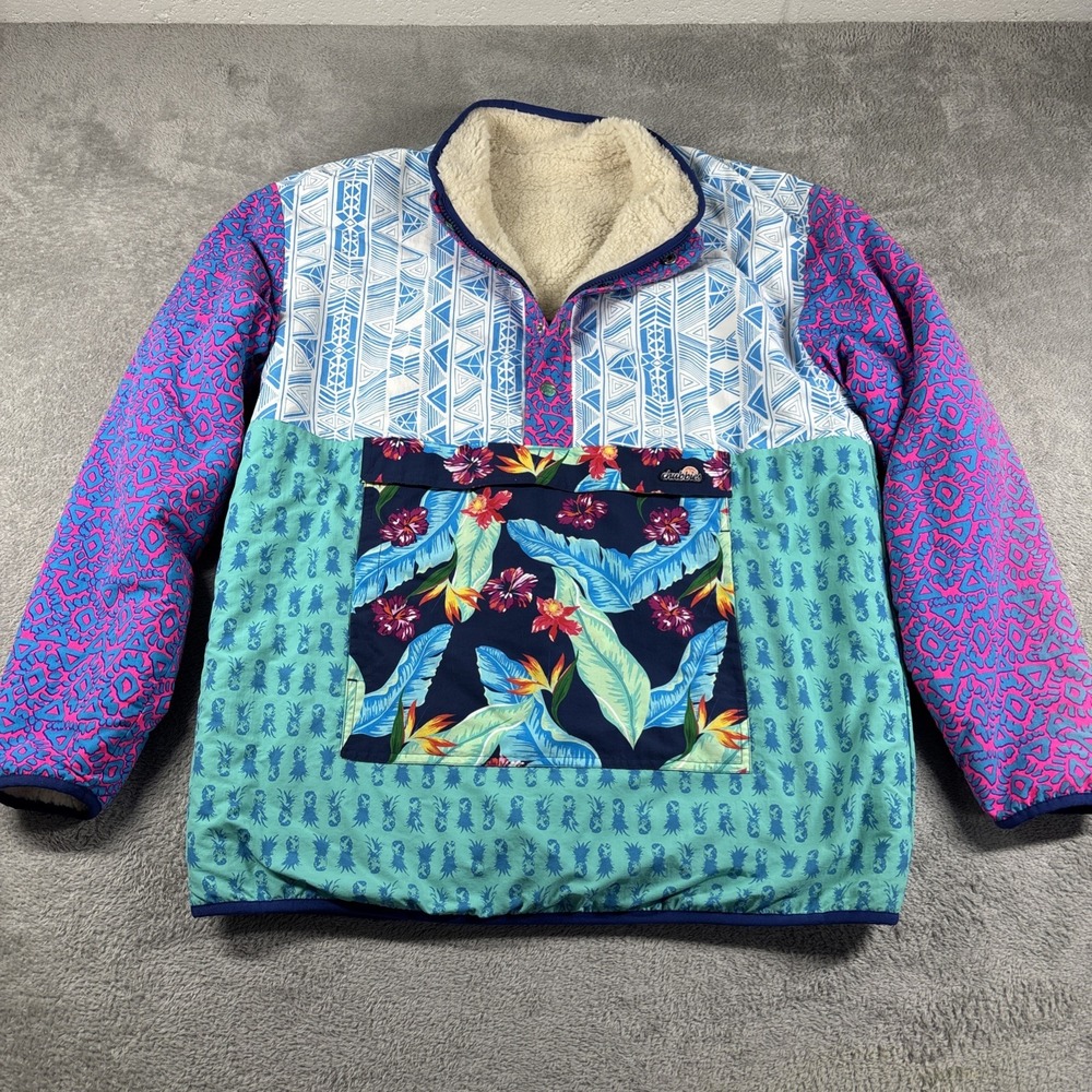 Chubbies Wanderers Club Pullover Reversible Sherpa Jacket Retro VTG *READ*